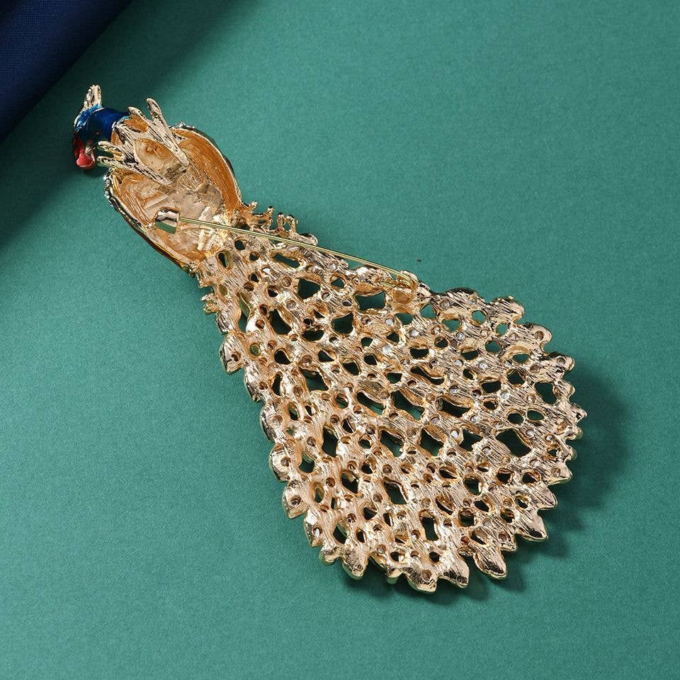 Peacock Rhinestone Alloy Brooch