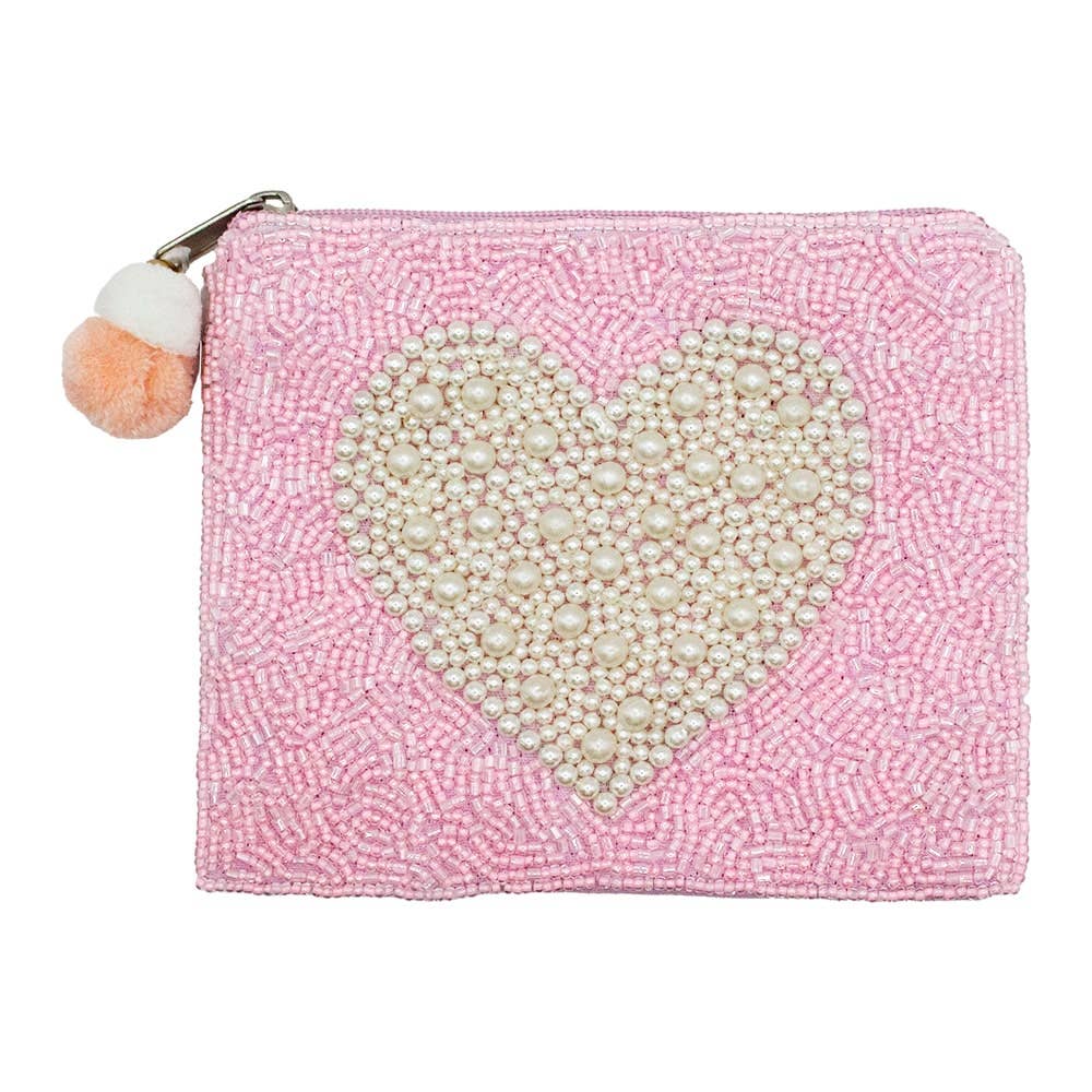 Ole - Pearl Heart Beaded Mahjong Pouch
