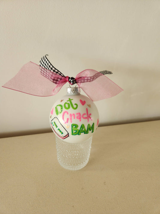 Kirsten in Color - Mahjong hand painted glass ornament: Coordinating Bow / Clear Box / Small