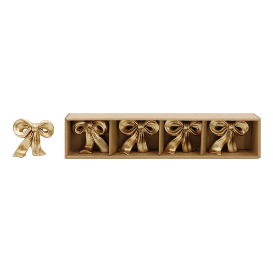 Gold Bow Placecard Holder Set of 4 for Mahjong Tabletop