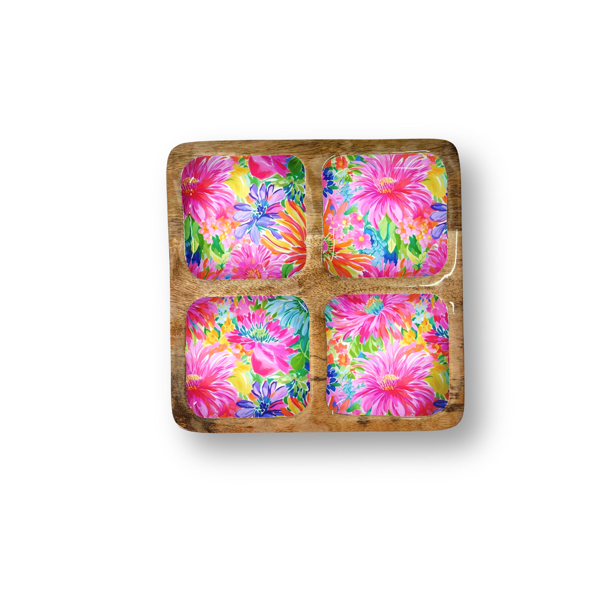 Quad Floral 12" Quad Tray w/ 4 Compartments