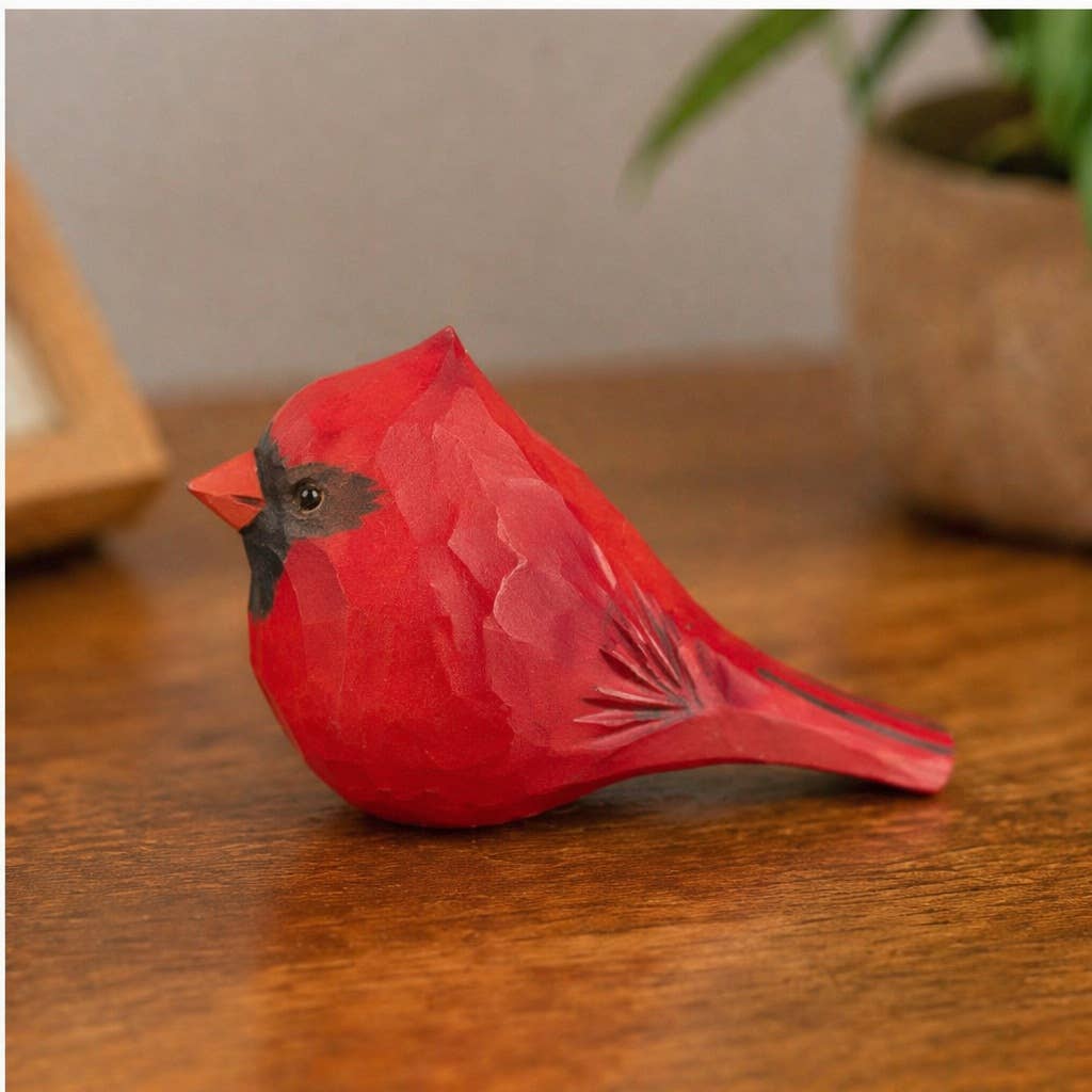 Cardinal - Hand-Painted Carved Wood Bird