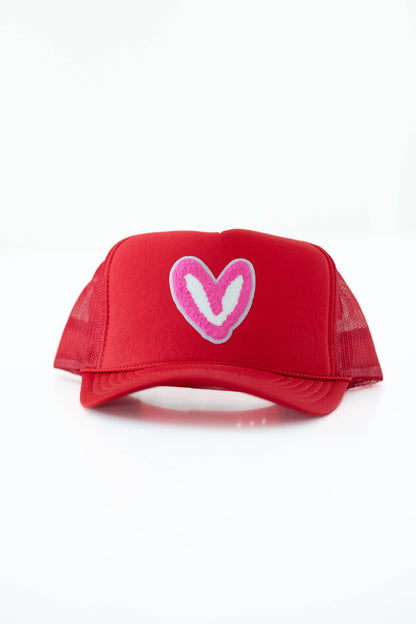 FUZZY PINK PATCH: Royal Blue House of Shan, INC - Imperfect Heart 'Patch' Trucker Hats -