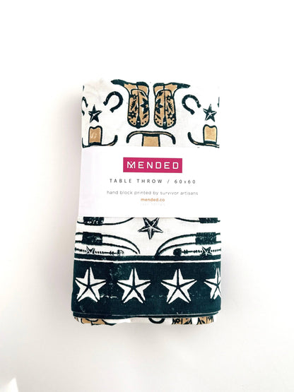 Table Throw (Ivory)- Cowgirl, Midnight & Chai