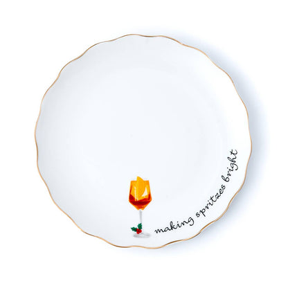 Godinger - Set of Six Holidays Cheers Appetizer Plates