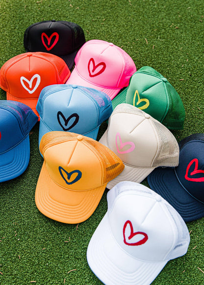 Green House of Shan, INC - Imperfect Heart Trucker Hat - Classic Colorways: Green/Pink