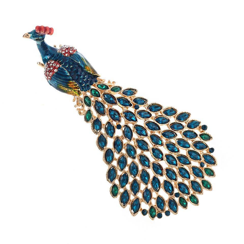 Peacock Rhinestone Alloy Brooch