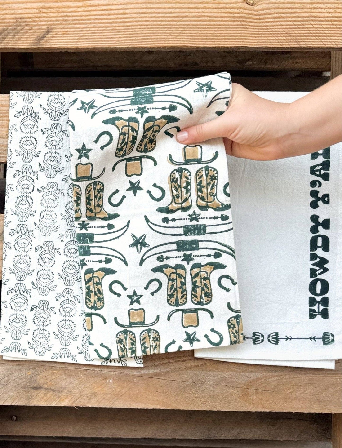 Tea Towel Set - Howdy Cowgirl, Midnight