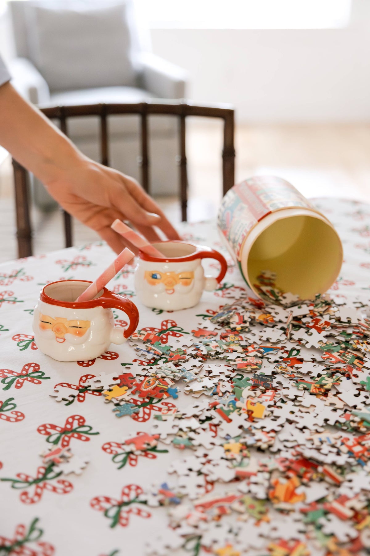 Table Throw - Candy Cane, Evergreen & Red