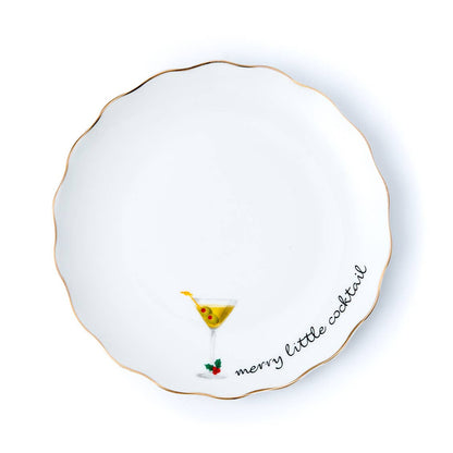Godinger - Set of Six Holidays Cheers Appetizer Plates