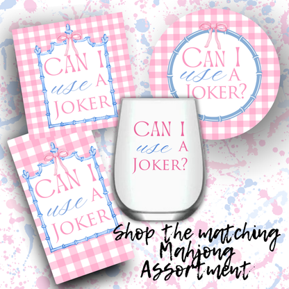 "Can I Use a Joker?" - Single Mahjong Stemless Wine Glass