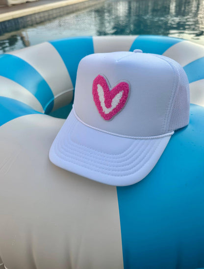 FUZZY PINK PATCH: Royal Blue House of Shan, INC - Imperfect Heart 'Patch' Trucker Hats -