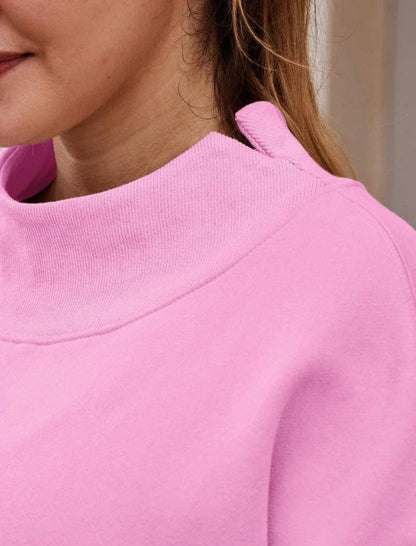 Fleurworld - Mahjong Embroidered Oversized Mock Neck Top: Pink / L