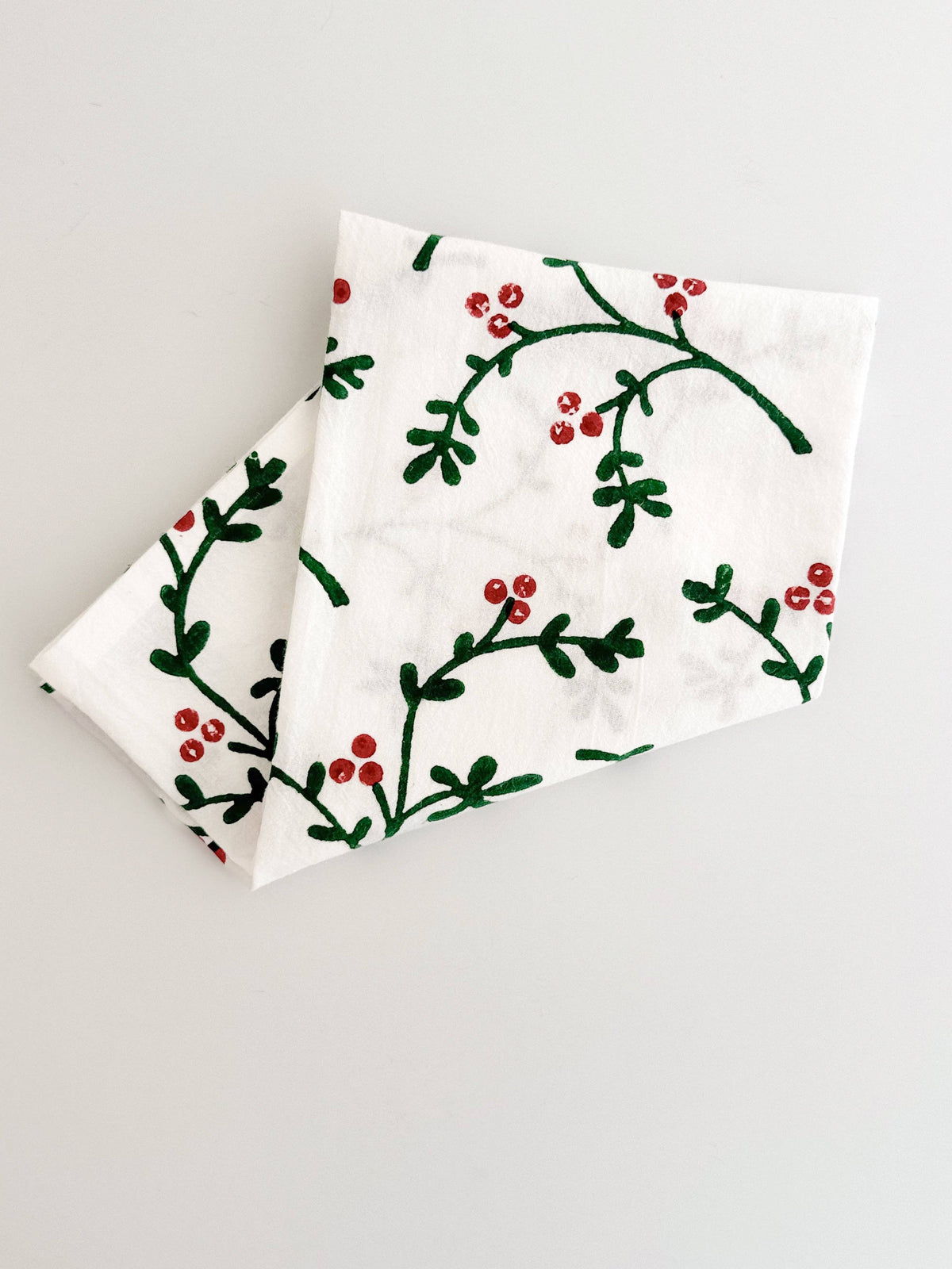Tea Towel - Winterberry, Evergreen & Red