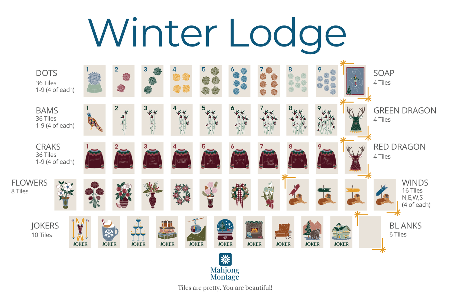 Winter Lodge Mahjong Tiles - Pre order
