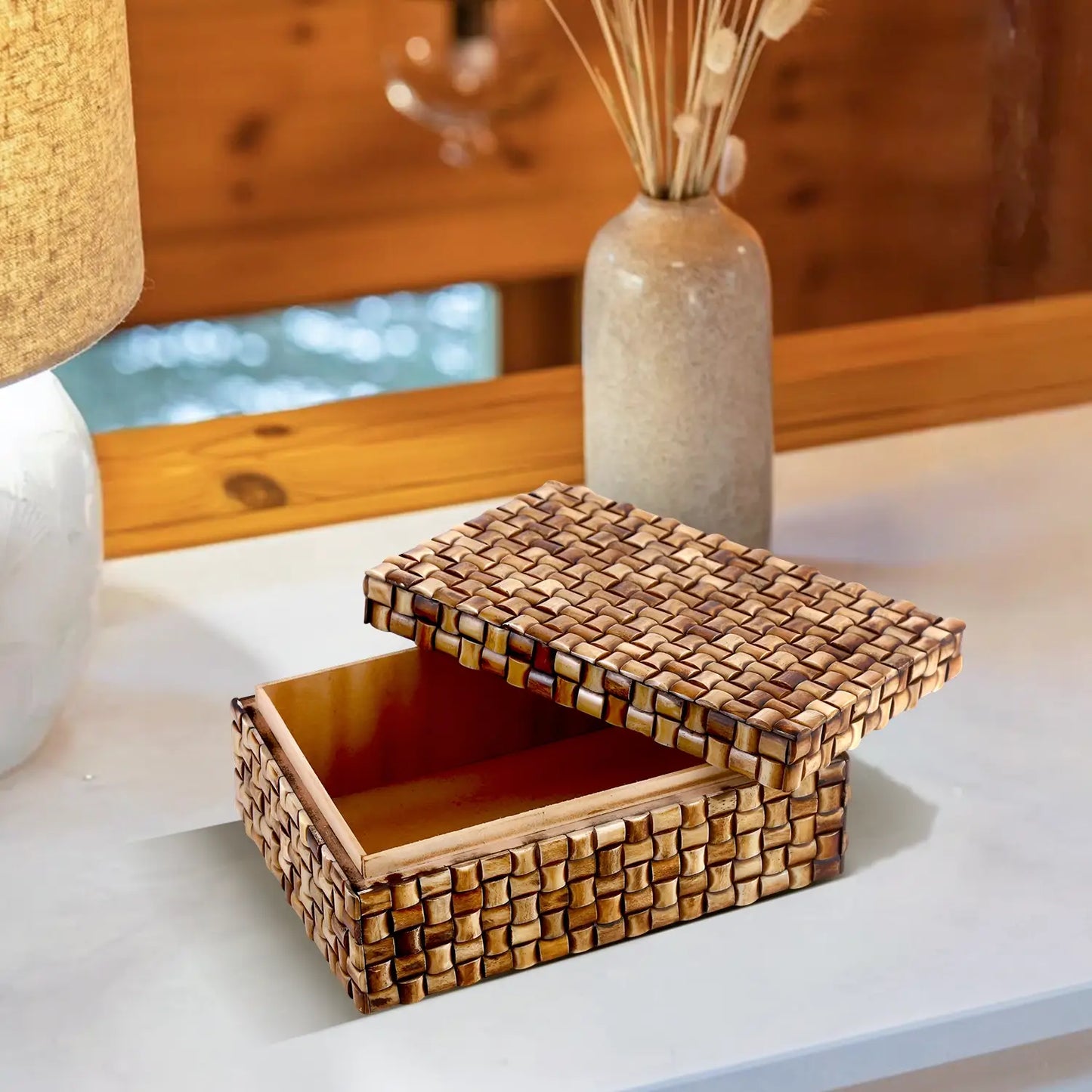 Decorative Storage Box Mekong Chai Bone Inlay 12x8x5-Holds Tiles