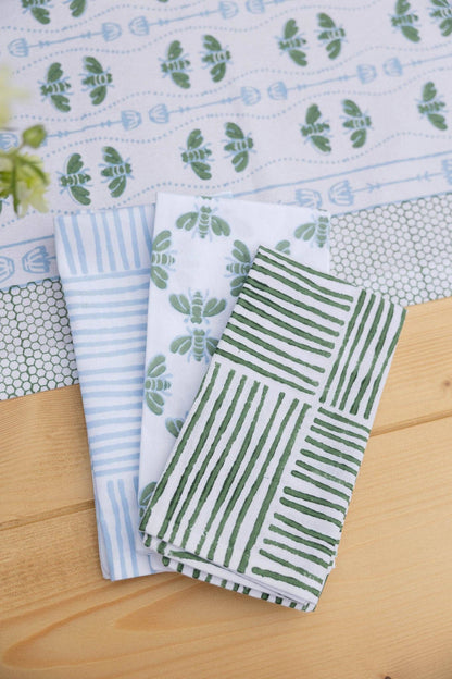 Table Throw - Honeybee - Uniform Blue & Sage by Mended