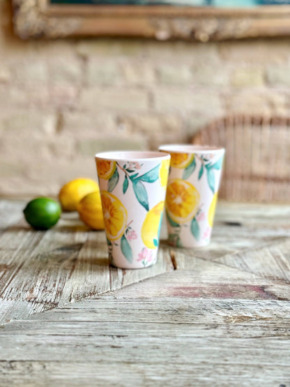 Patina Vie Lemon Bamboo Tumbler, S/4