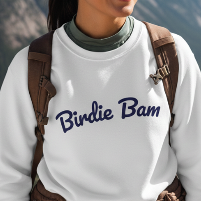 Embroidered Birdie Bam Women’s Organic Crew Neck Sweatshirt