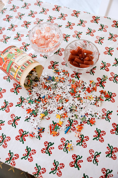 Table Throw - Candy Cane, Evergreen & Red