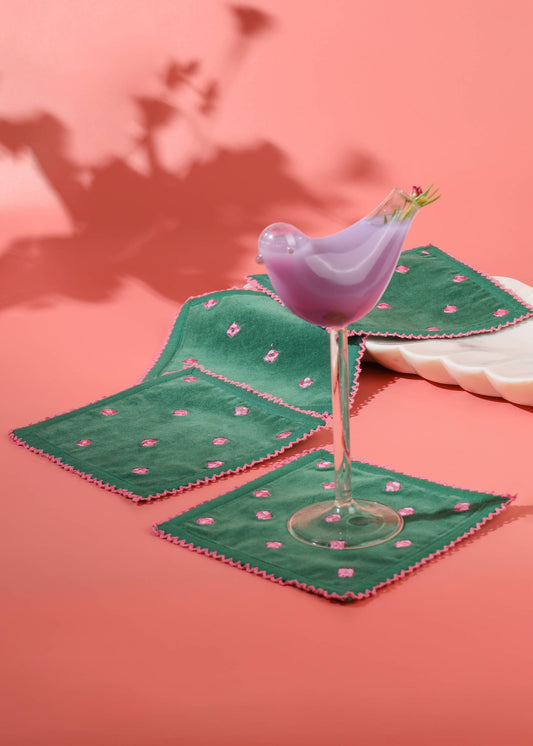 Tiramisu - Emerald Blossom Luxury Cocktail Napkins