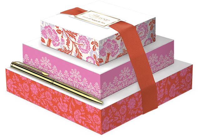 Lady Jayne - Prairie Rose Notepad - Tower of Notes with Pen