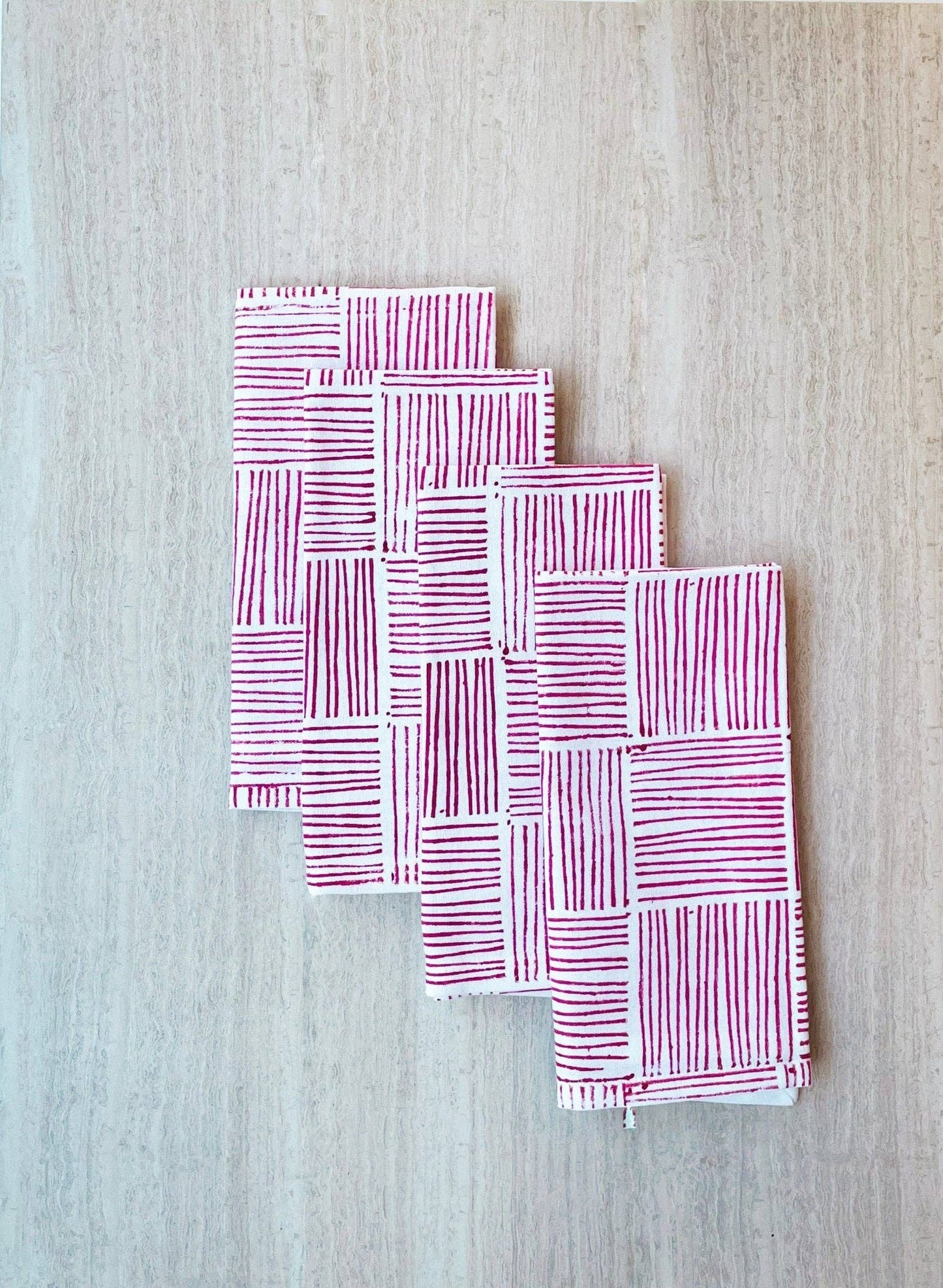 Dinner Napkins (set of 4) - Striped, Berry by Mended