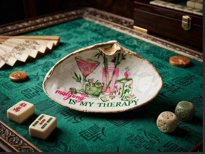 Joker / Gold / Small Clam Mahjong Dice Dish - Decoupage: