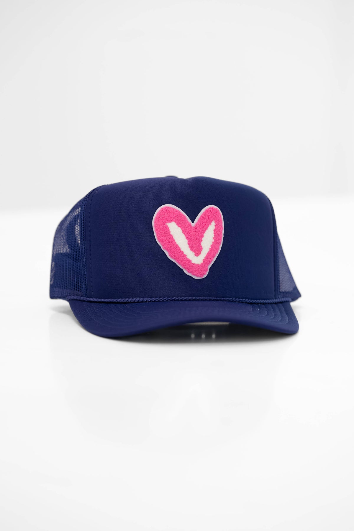 FUZZY PINK PATCH: Royal Blue House of Shan, INC - Imperfect Heart 'Patch' Trucker Hats -