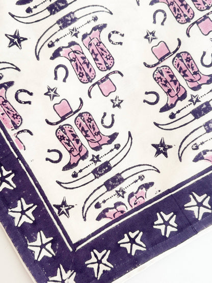 Mended - Table Throw (Ivory)- Cowgirl, Lilac & Purple