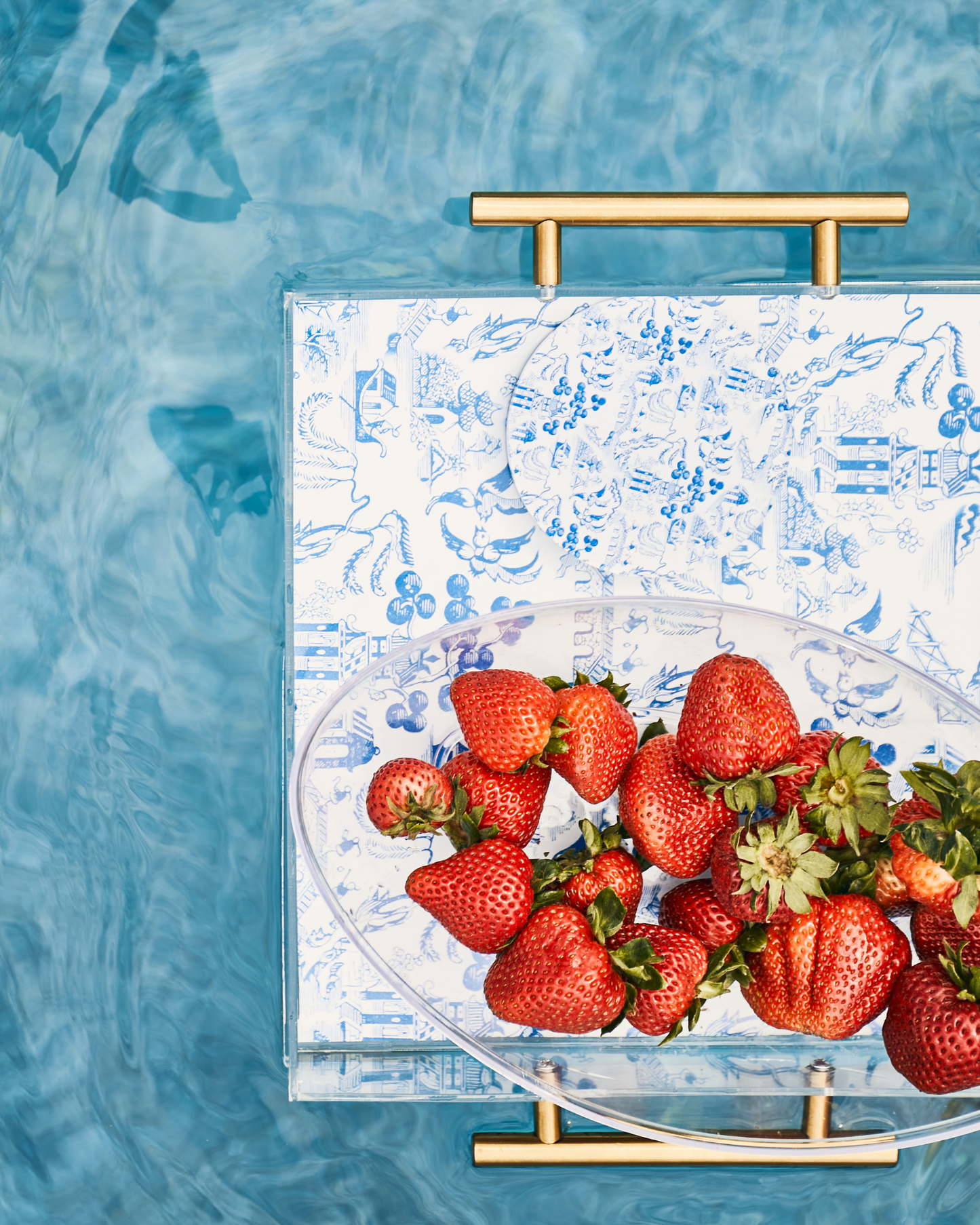 Tart By Taylor - Chinoiserie Print Acrylic Tray With Gold Handles
