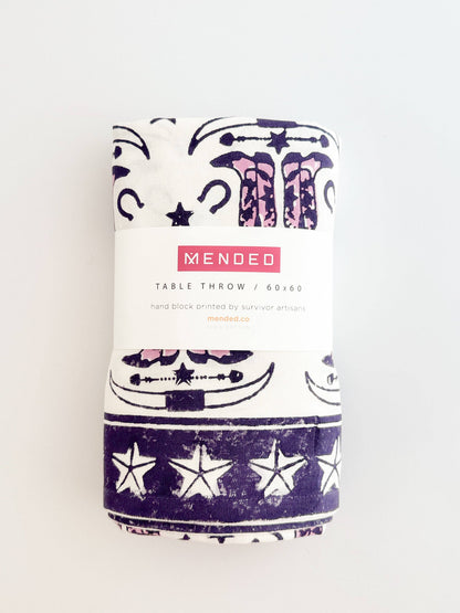 Mended - Table Throw (Ivory)- Cowgirl, Lilac & Purple