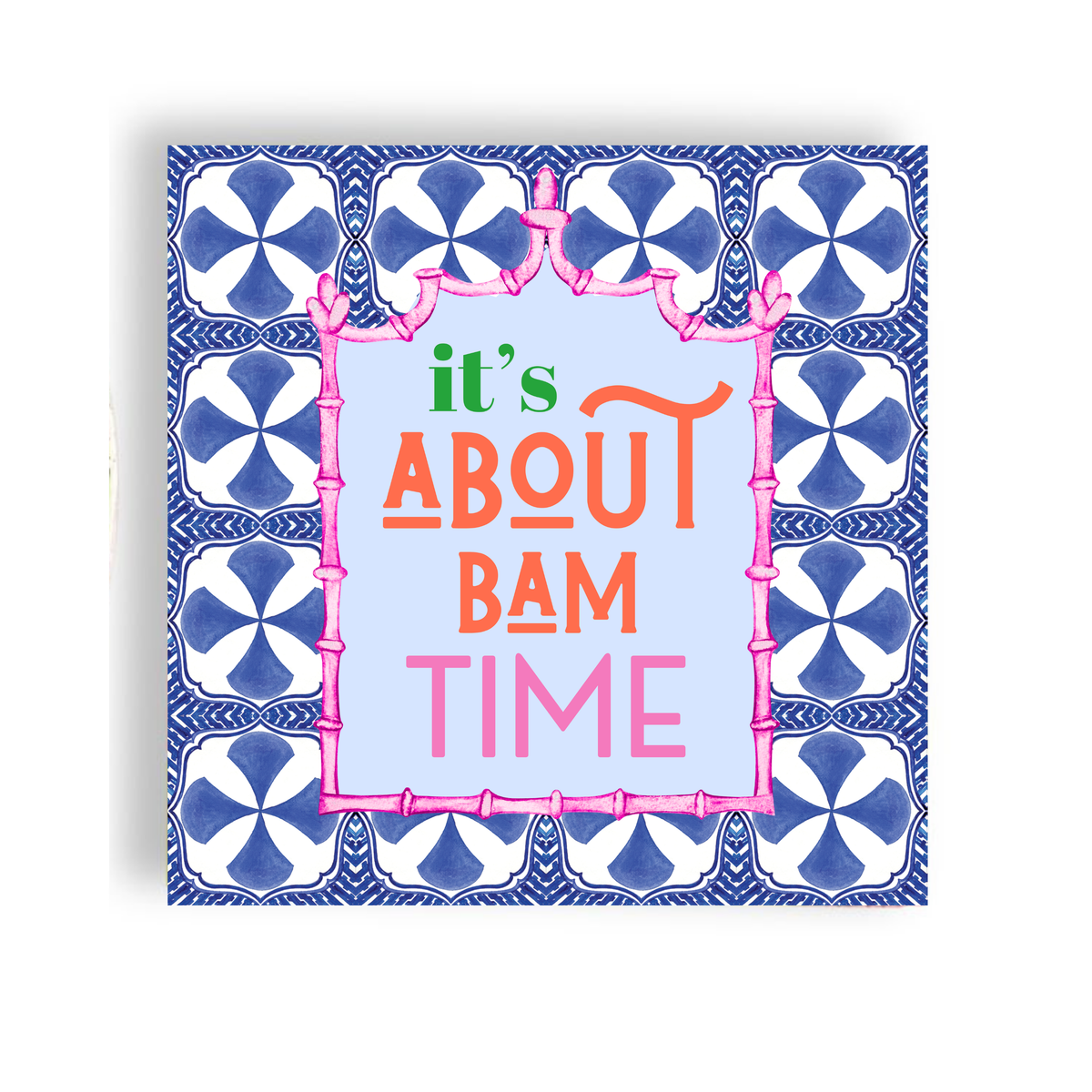 "It's About Bam Time" Blue Tile 24ct Cocktail Napkin Fabuplates - Mahjong