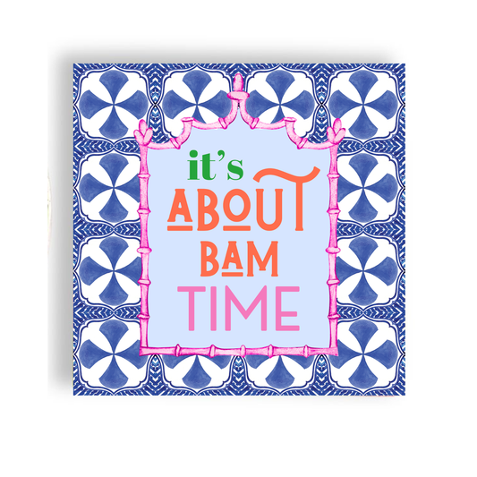 "It's About Bam Time" Blue Tile 24ct Cocktail Napkin Fabuplates - Mahjong