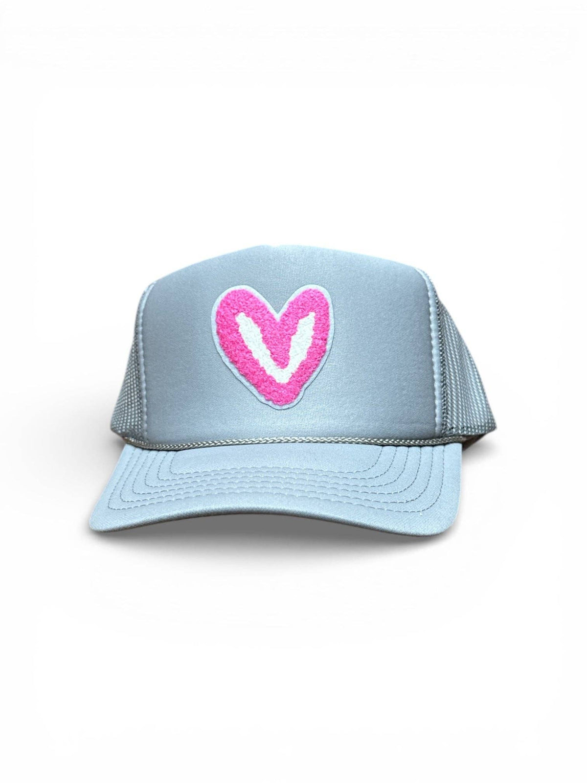FUZZY PINK PATCH: Royal Blue House of Shan, INC - Imperfect Heart 'Patch' Trucker Hats -