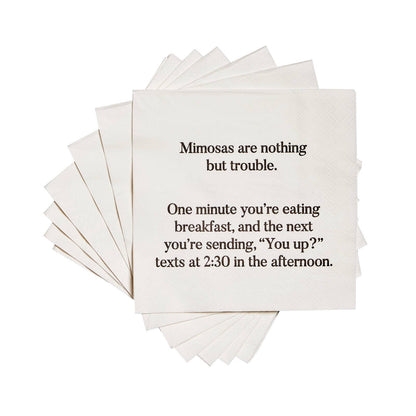 Cocktail Napkins - "Mimosas Nothing But Trouble…" - Wh -20Pk