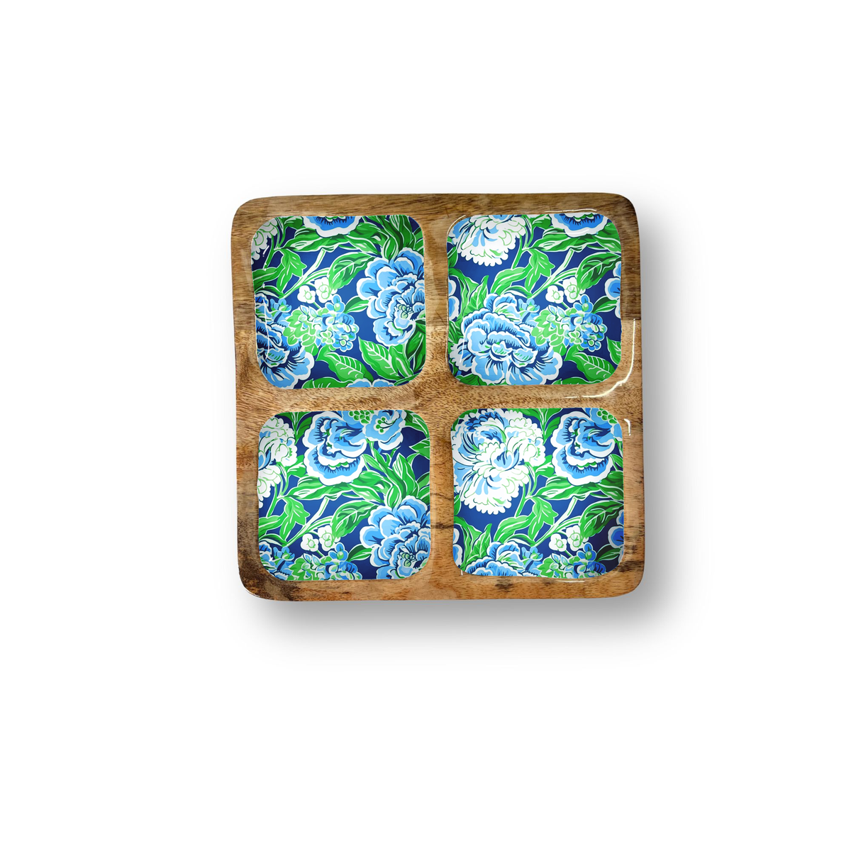 Quad Blue/Green Quad Tray w/ 4 Compartments