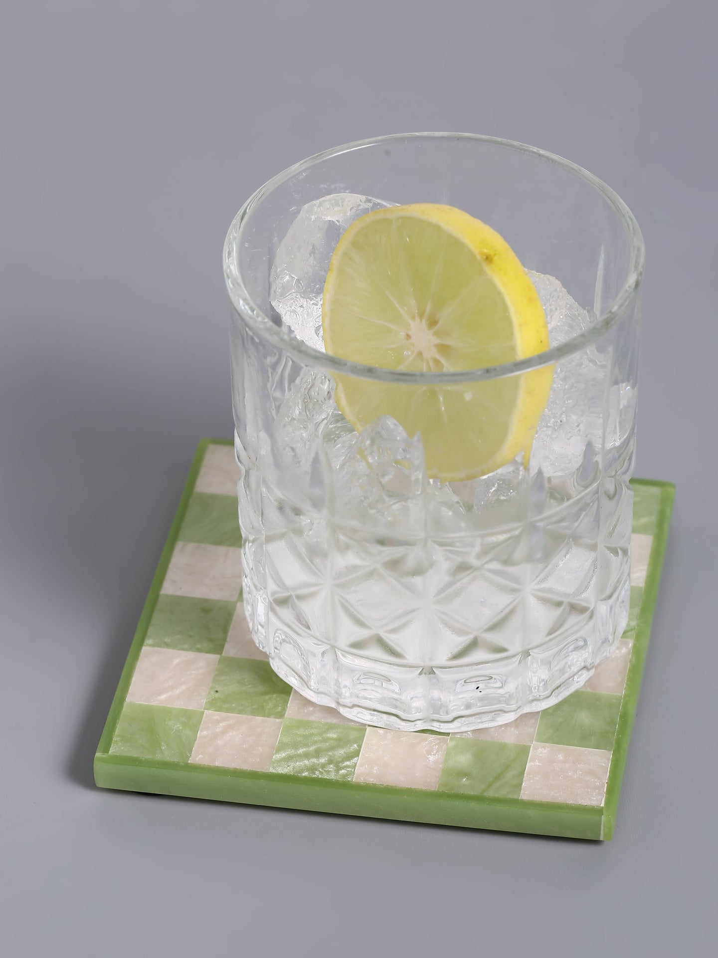 Tiramisu - Green Check Resin Coaster Set of 4