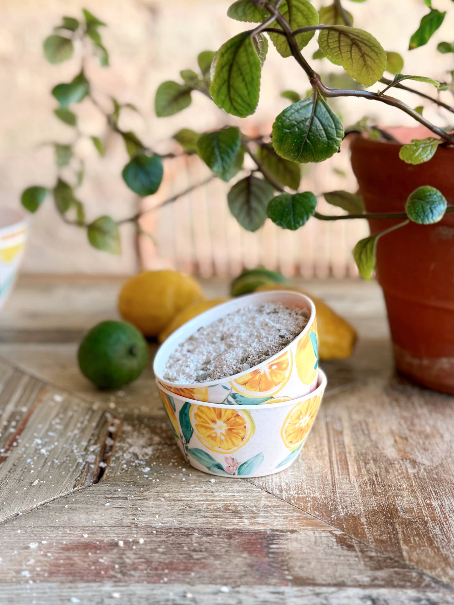 Patina Vie Lemon Bamboo Tidbit Bowl, S/4