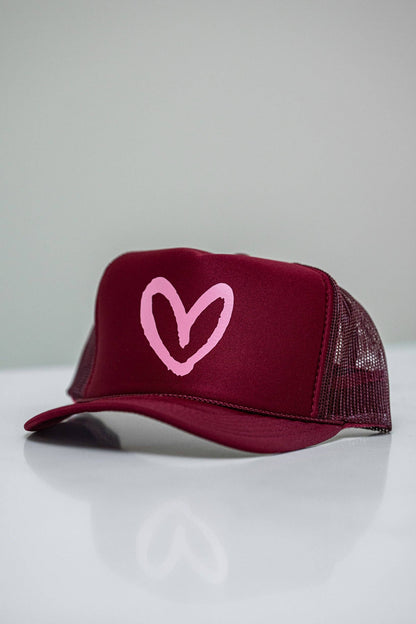 Green House of Shan, INC - Imperfect Heart Trucker Hat - Classic Colorways: Green/Pink