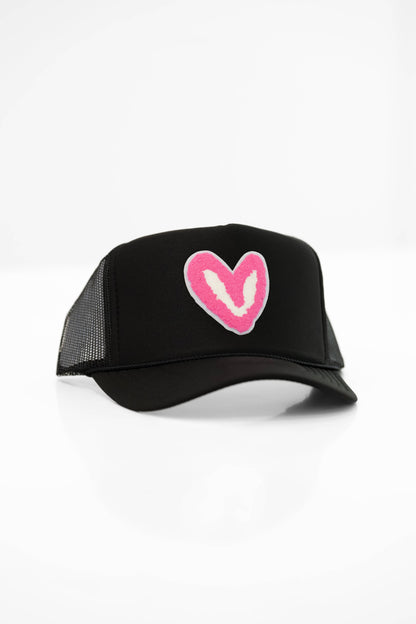 FUZZY PINK PATCH: Royal Blue House of Shan, INC - Imperfect Heart 'Patch' Trucker Hats -