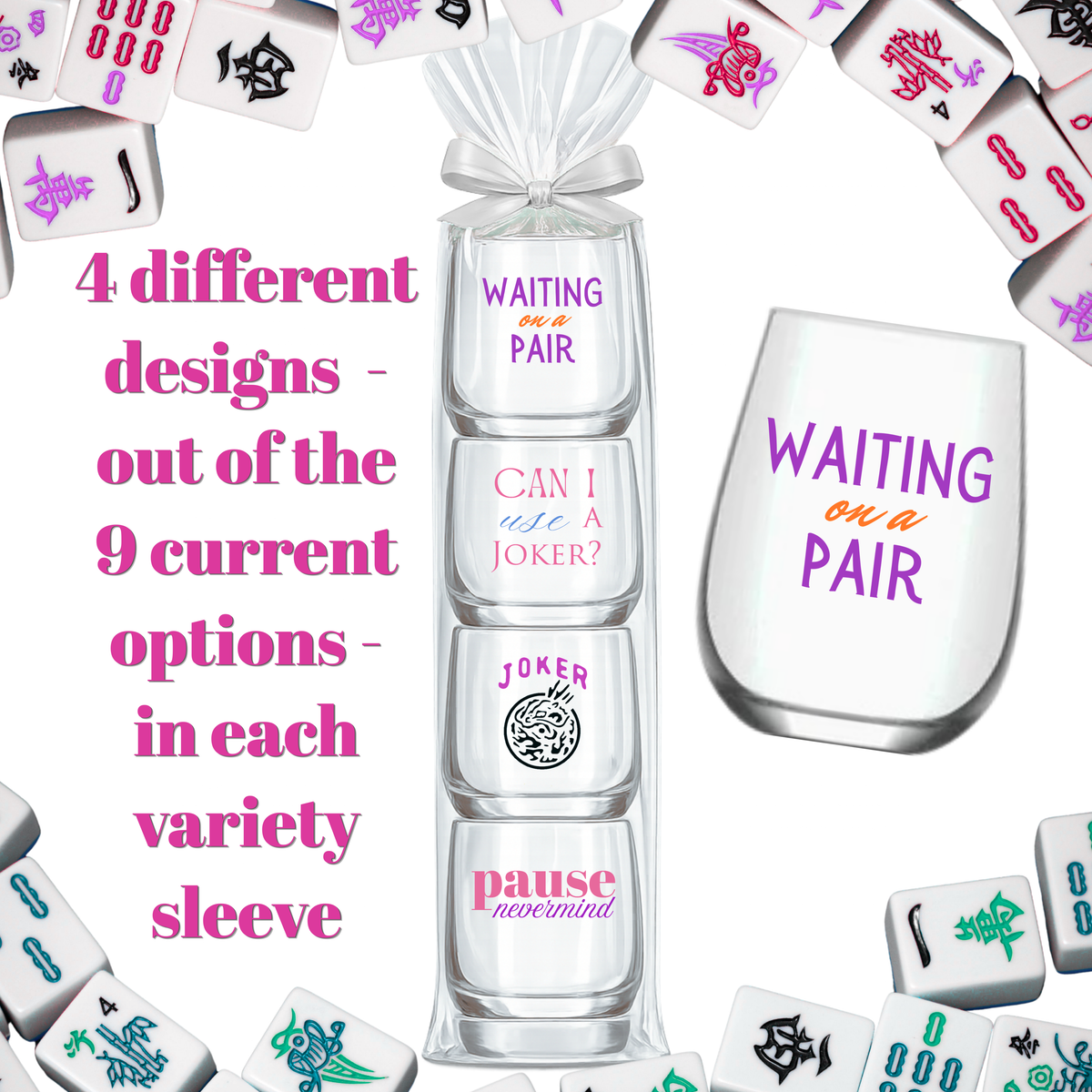 4ct VARIETY Mix Set Plastic Wine Glasses Fabuplates - Mahjong Stemless