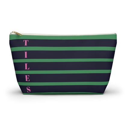 Summer Stripes - Mahjong Tile Bag - Green & Navy