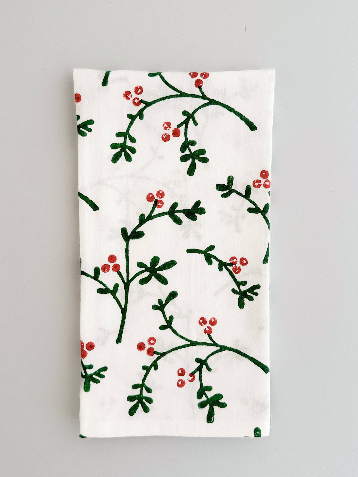 Tea Towel - Winterberry, Evergreen & Red
