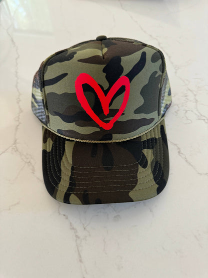 Red/Pink House of Shan, INC - Imperfect Heart Trucker Hat - Classic Colorways: