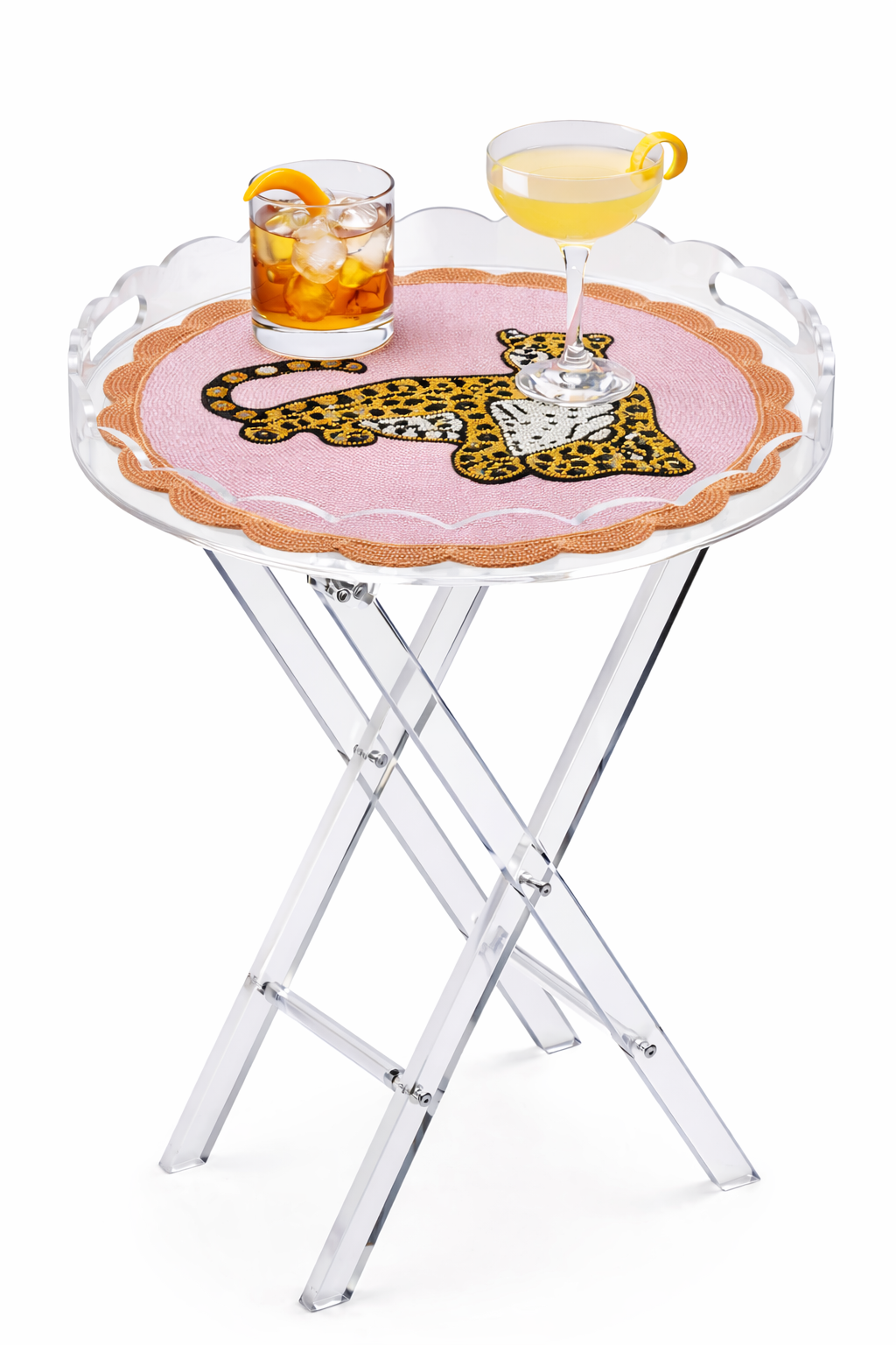 Leopard Beaded Scalloped Mat