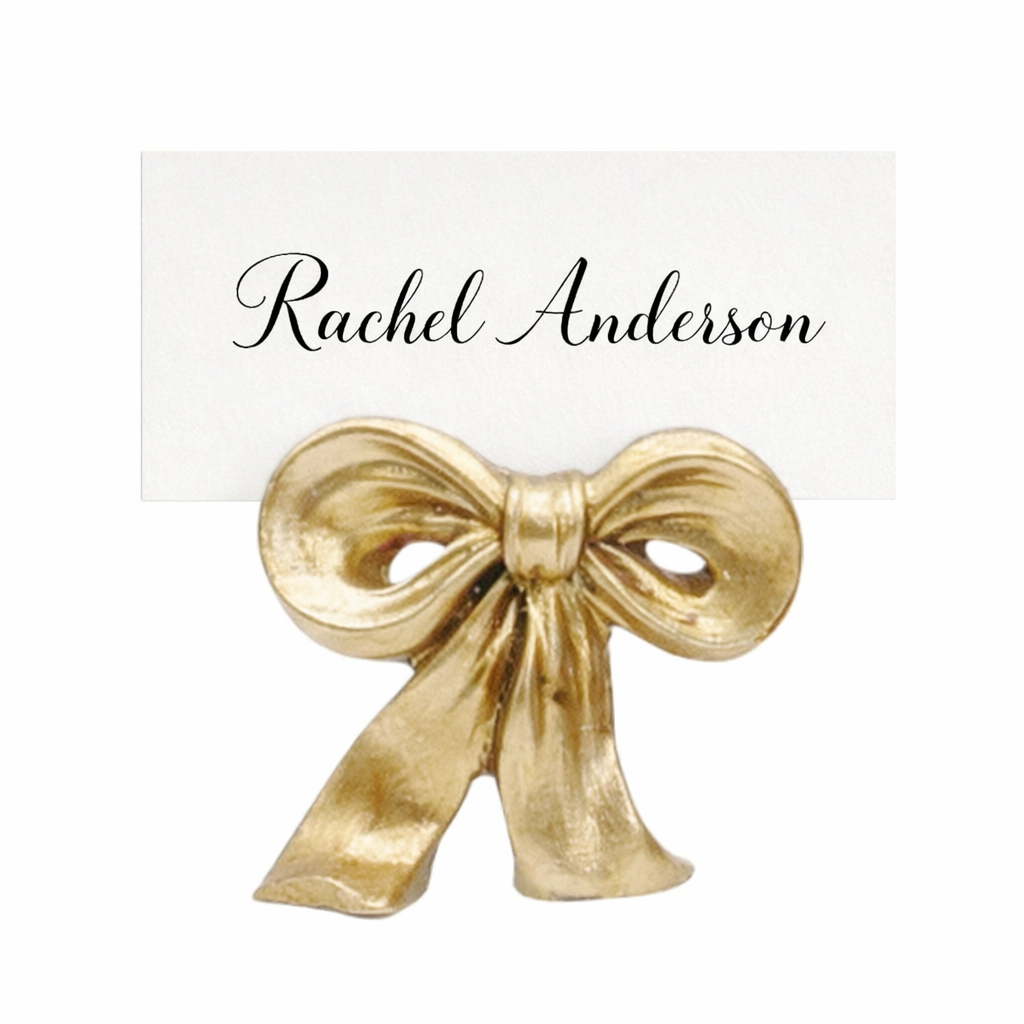 Gold Bow Placecard Holder Set of 4 for Mahjong Tabletop