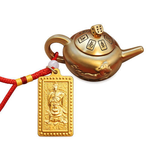 Mahjong Brass Teapot with Different Charms