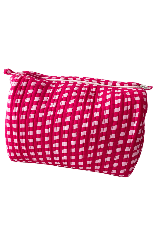 Pink Gingham Mahjong Tiles Bag XL Capacity