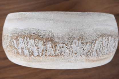 Hand Carved Wood Bowl - Mahjong Tiles